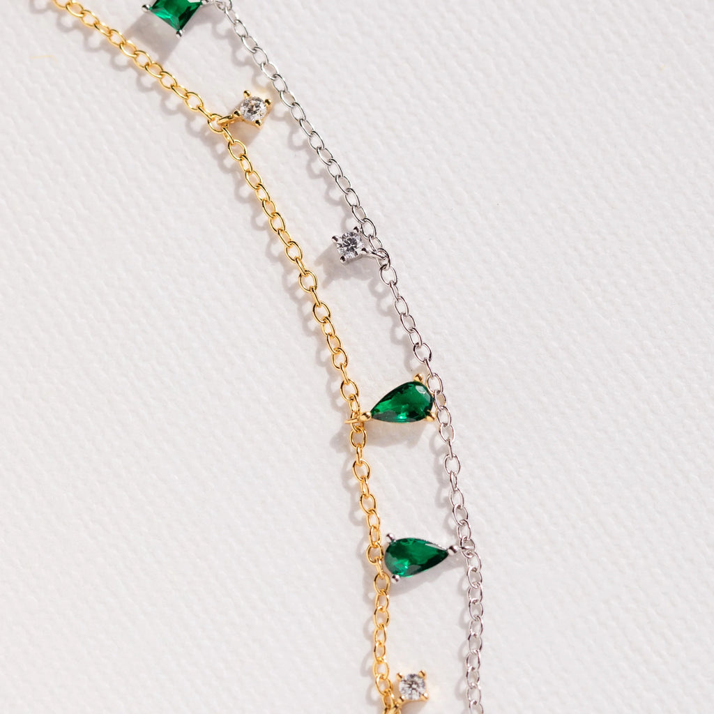 Emerald Diamond Station Necklace