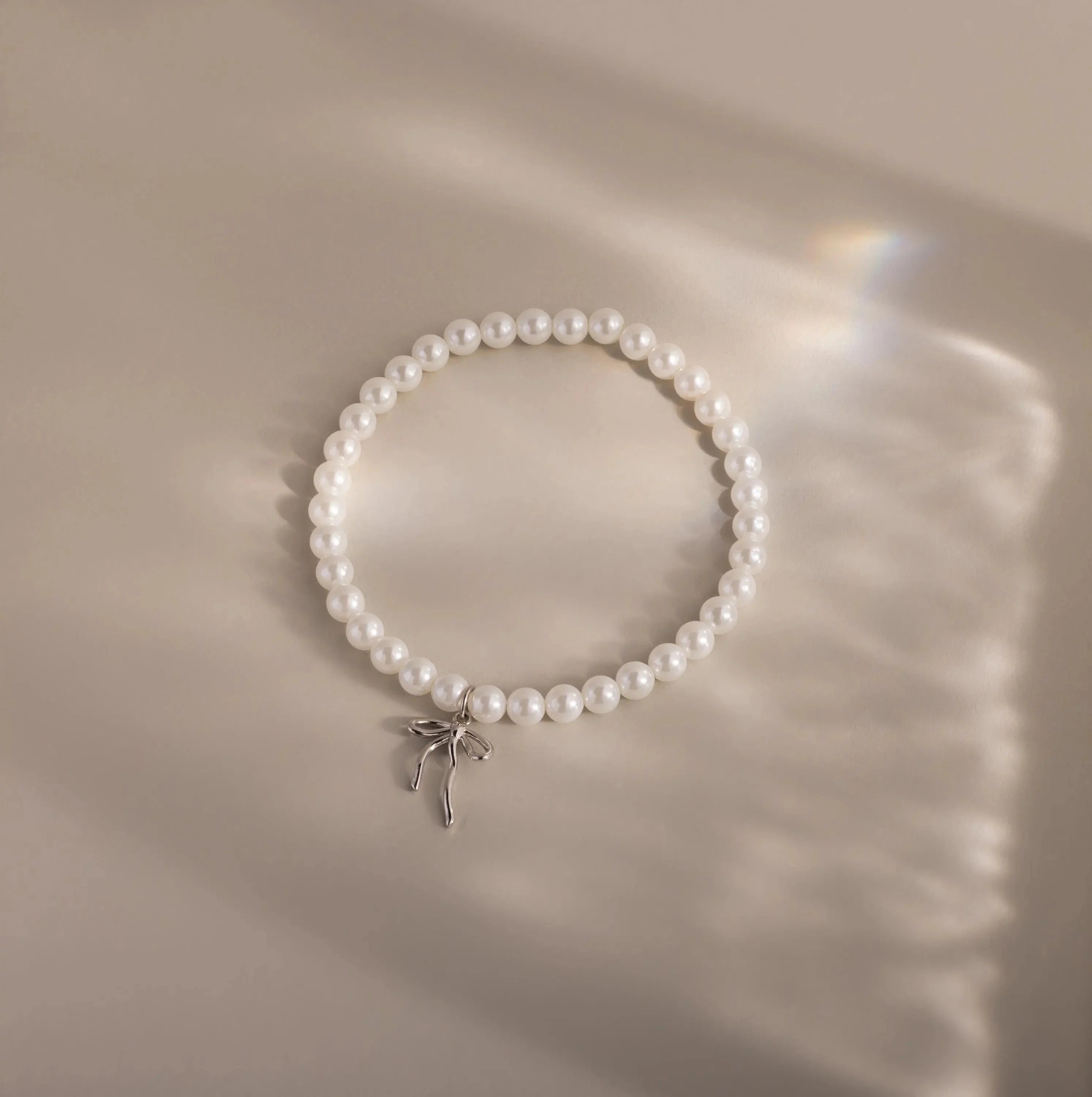 Bow Pearl Bracelet Silver 18K Gold Plated
