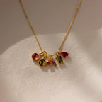 Dainty Duo Birthstone Charm Silver 18K Gold Plated