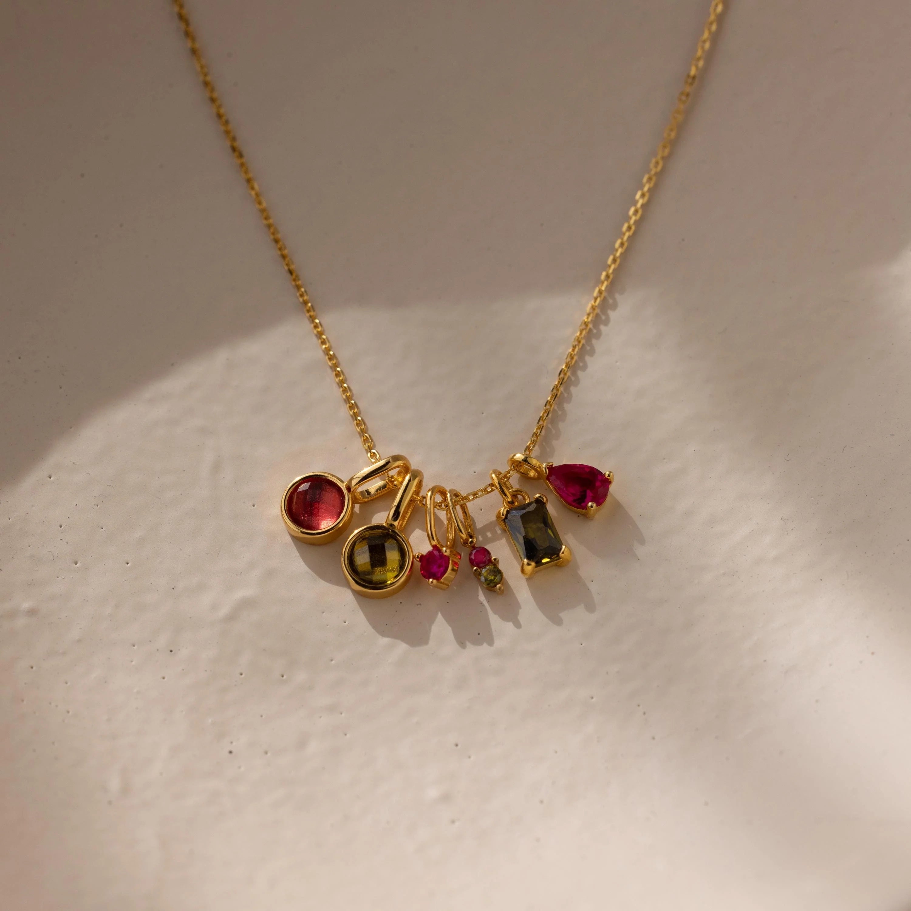 Dainty Duo Birthstone Charm Silver 18K Gold Plated