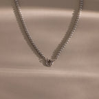 Grey Pearl Charm Necklace Silver 18K Gold Plated