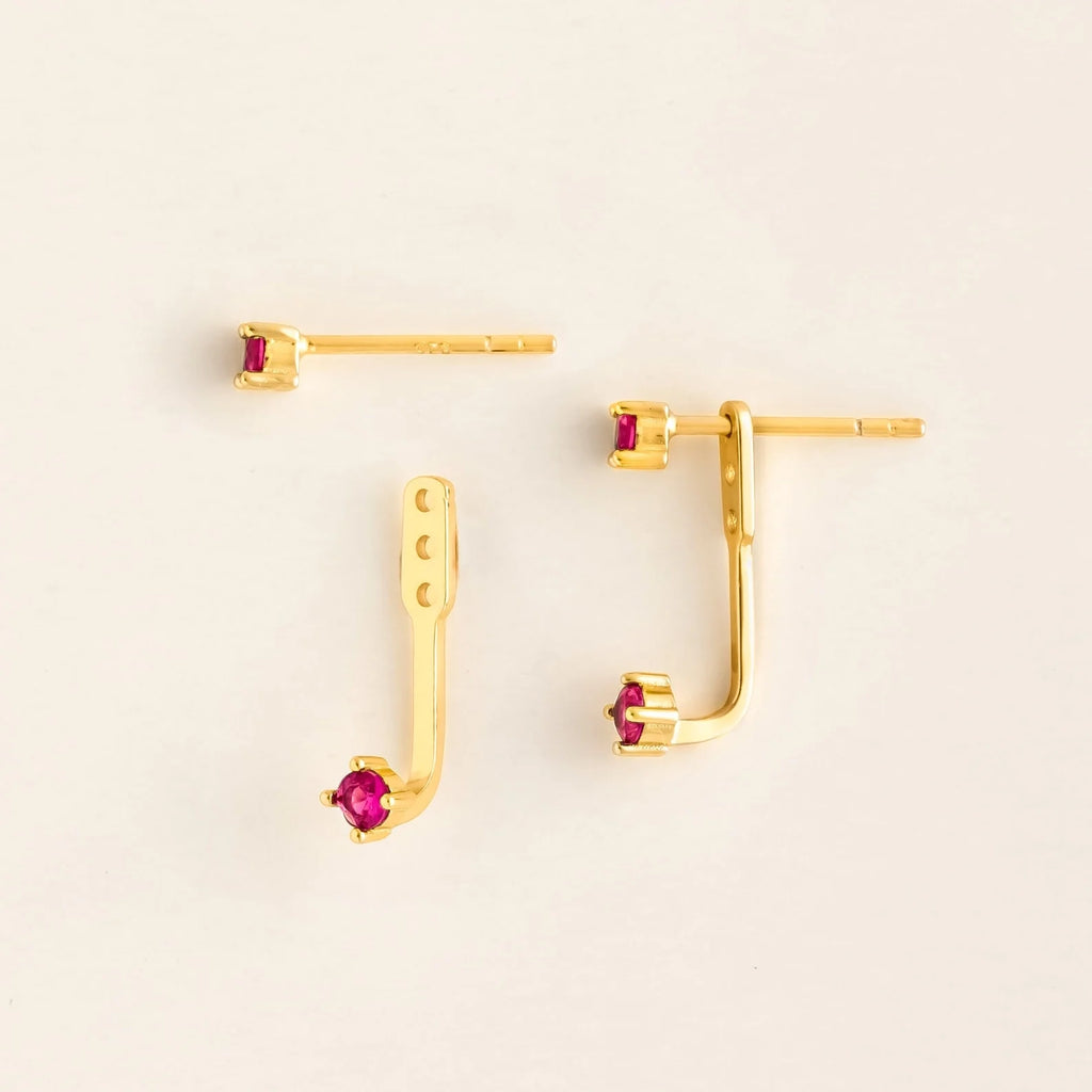 Ruby Ear Jackets Silver 18K Gold Plated