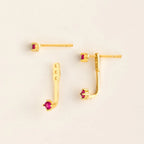 Ruby Ear Jackets Silver 18K Gold Plated