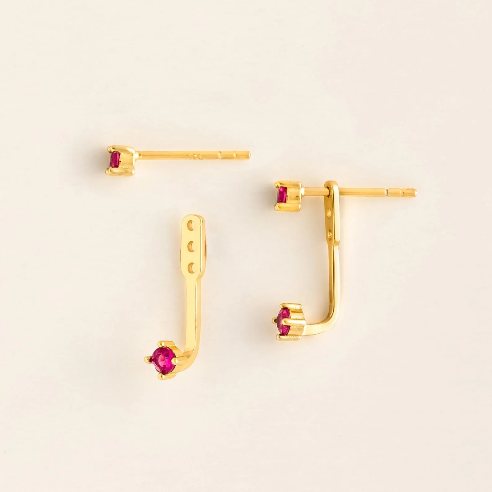 Ruby Ear Jackets Silver 18K Gold Plated