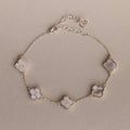 Pearl Clover Letter Bracelet Silver 18K Gold Plated