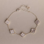 Pearl Clover Letter Bracelet Silver 18K Gold Plated