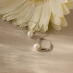 Round Pearl Hoops Silver 18K Gold Plated