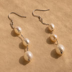 Long Pearl Dangle Earrings Silver 18K Gold Plated