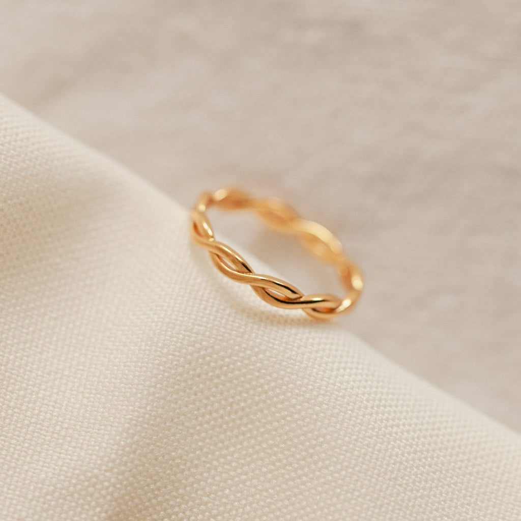 Braided Eternity Ring Silver 18K Gold Plated