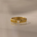 Ribbed Opal Band Silver 18K Gold Plated