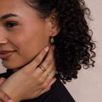 Jade Drop Hoops Silver 18K Gold Plated