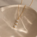Pearl Cascade Necklace Silver 18K Gold Plated