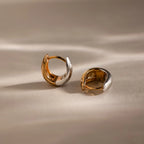 Bold Mixed Metal Huggies Silver 18K Gold Plated