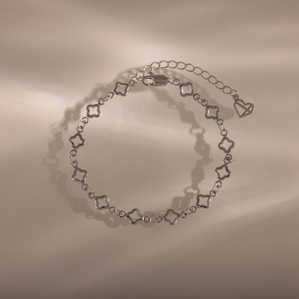 Clover Station Bracelet Silver 18K Gold Plated