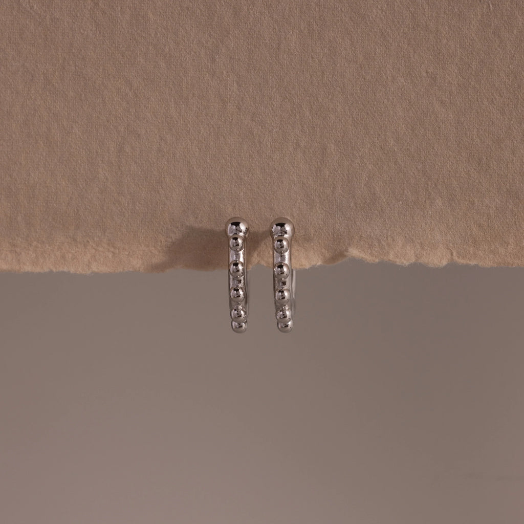 Beaded Hoops Silver 18K Gold Plated