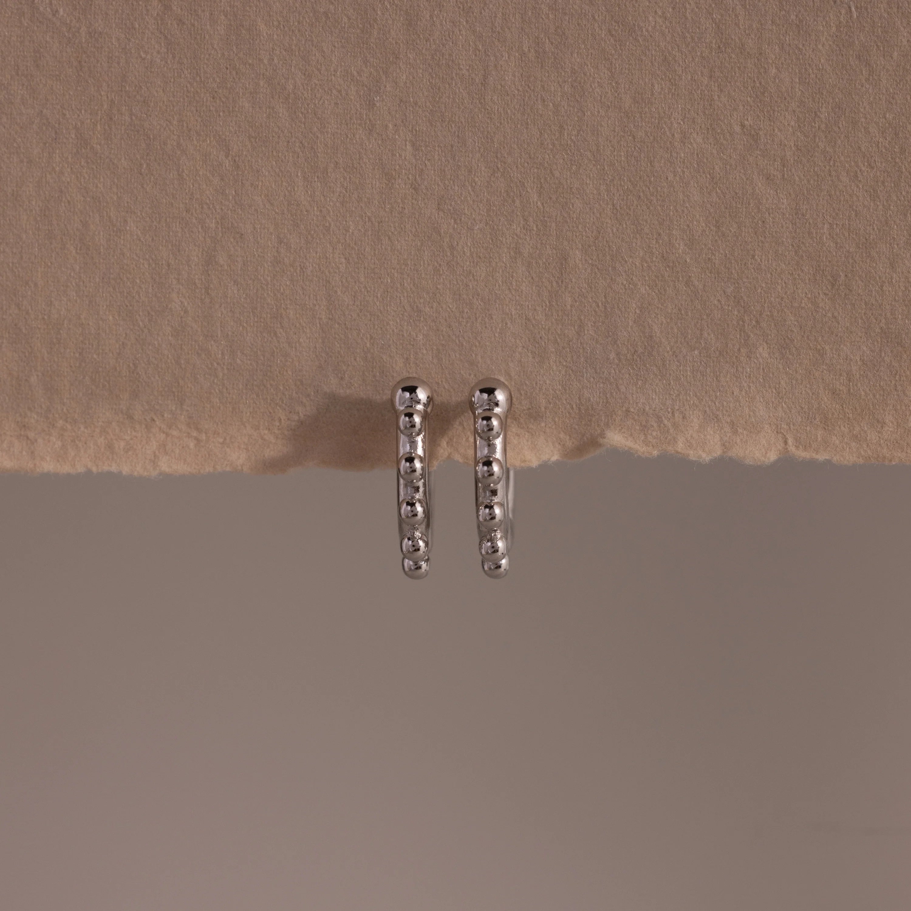 Beaded Hoops Silver 18K Gold Plated