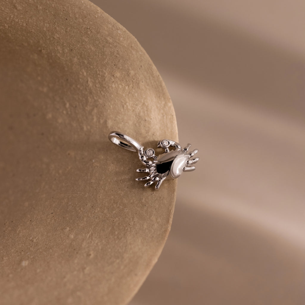 Diamond Crab Charm Silver 18K Gold Plated