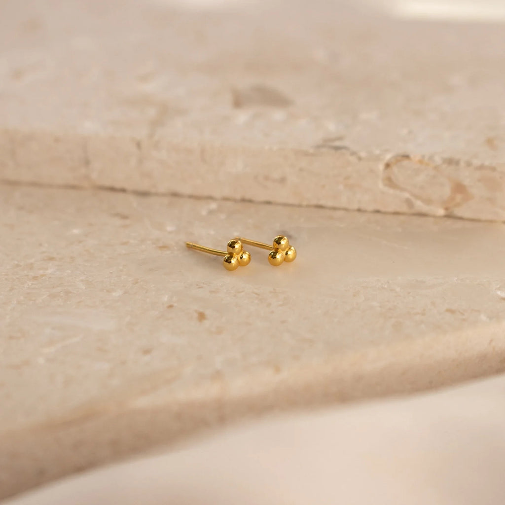 Trio Sphere Studs Silver 18K Gold Plated