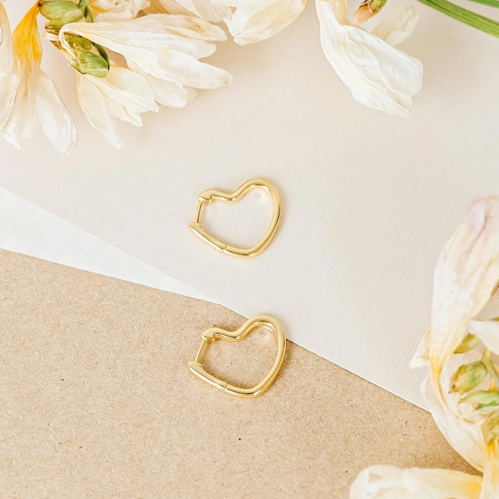 Heart Hoops Silver 18K Gold Plated