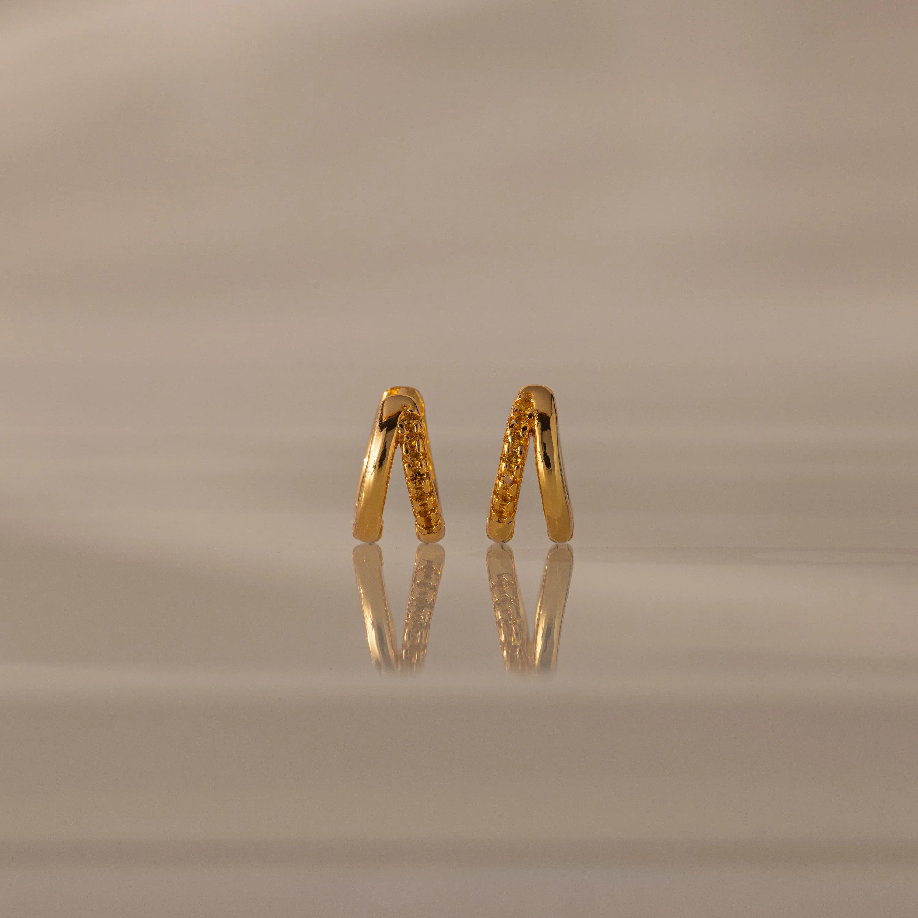 Amelia Duo Topaz Huggies Silver 18K Gold Plated