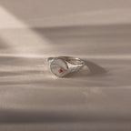 North Star Ruby Signet Ring Silver 18K Gold Plated