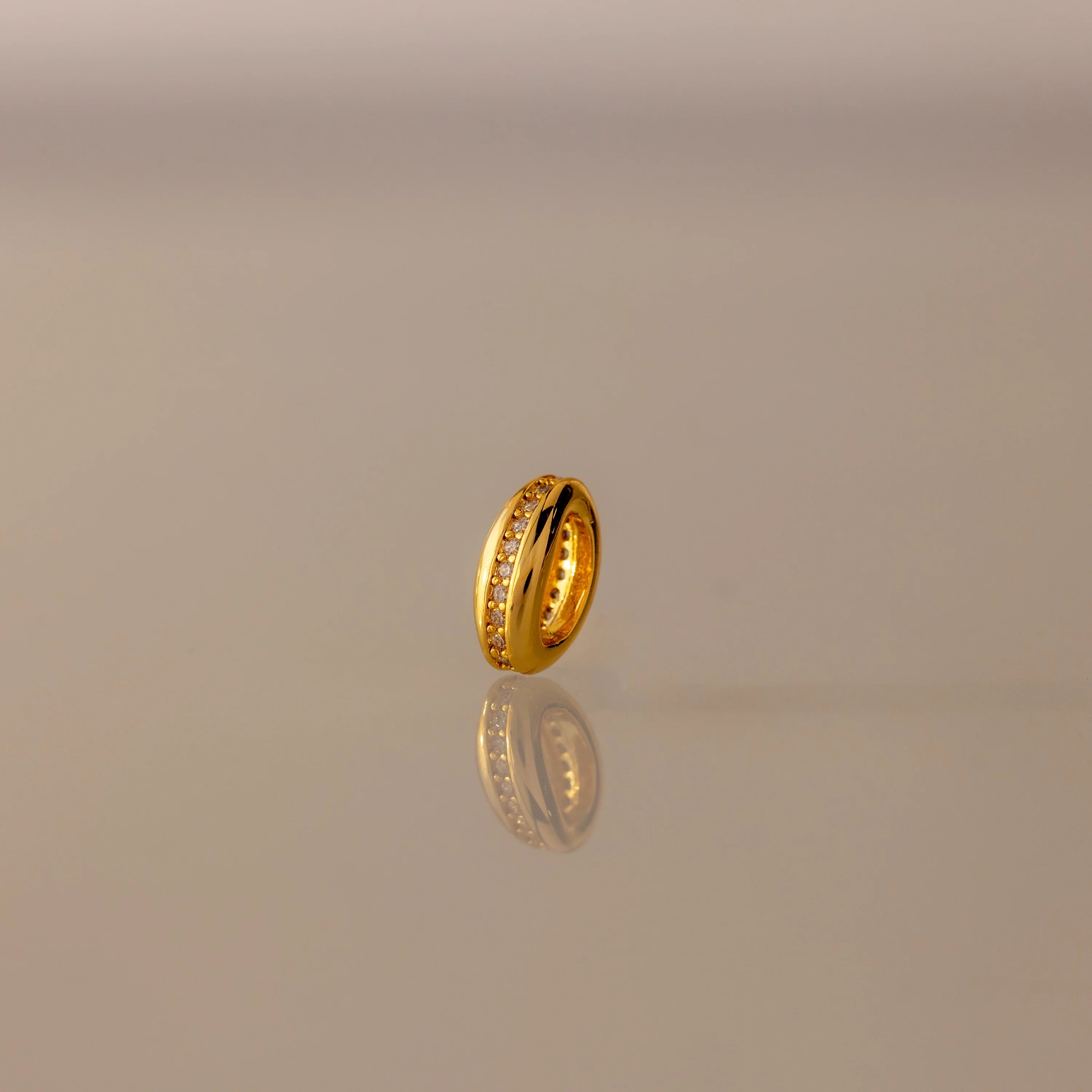 Diamond Pave Dome Spacer Charm Silver 18K Gold Plated