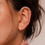 Opal Inlay Earrings Set Silver 18K Gold Plated