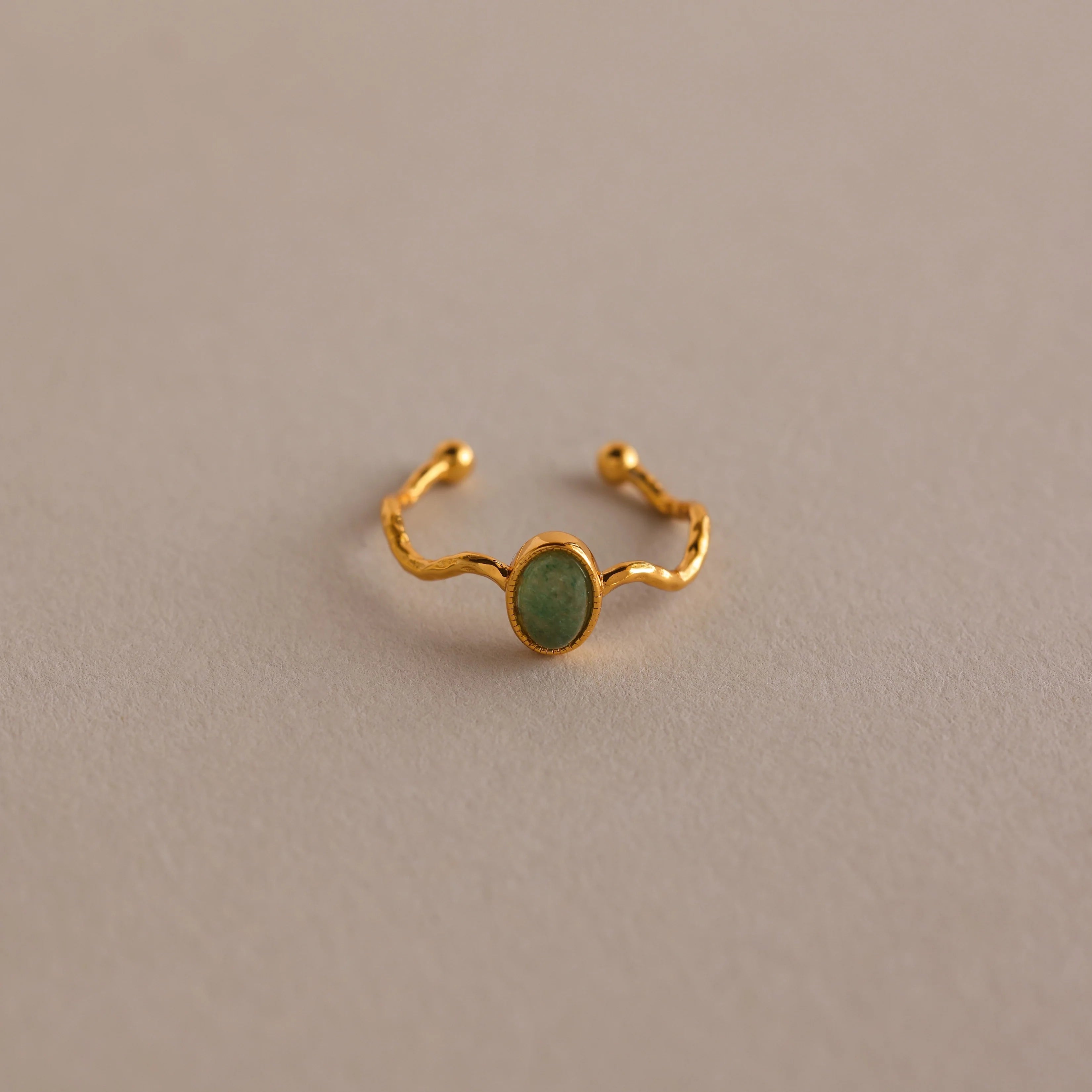 Open Sculpted Jade Ring Silver 18K Gold Plated