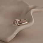 Pink Tourmaline Eternity Band Duo Ring Set Silver 18K Gold Plated
