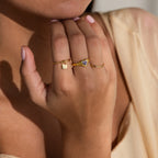 Initial Padlock Drop Ring Silver 18K Gold Plated