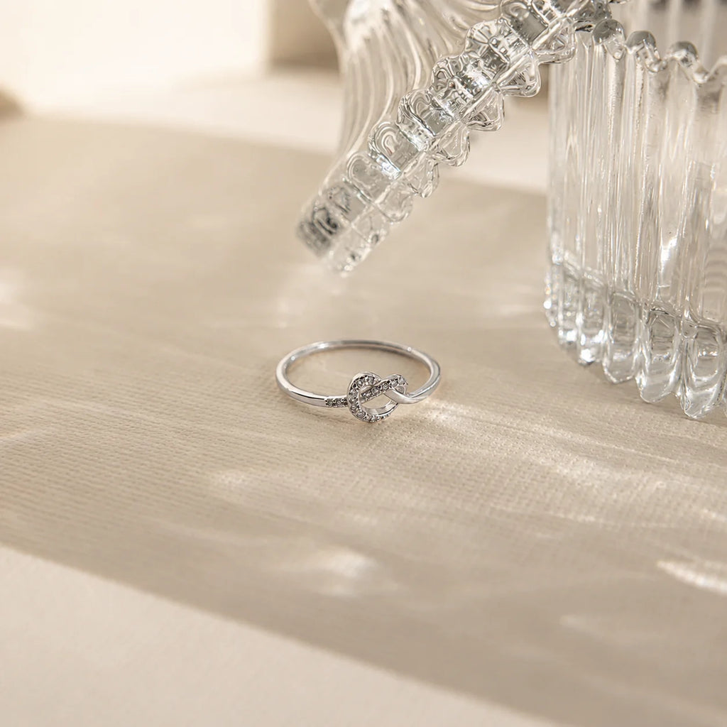 Eternal Love: Diamond Heart Knot Ring