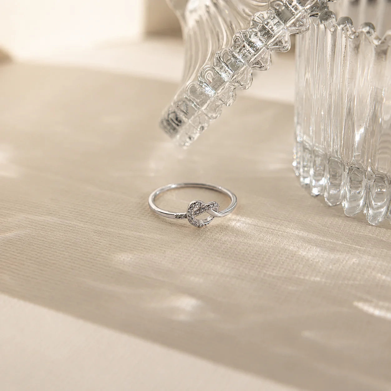 Eternal Love: Diamond Heart Knot Ring