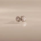Diamonds Sacred Heart Flatback Studs Silver 18K Gold Plated