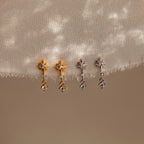 Diamond Starburst Drop Studs Silver 18K Gold Plated