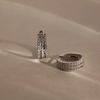 Diamond Pave Trio Hoops Silver 18K Gold Plated