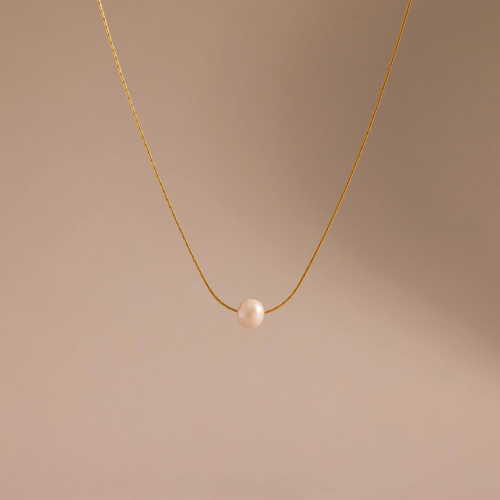 Pearl Dot Necklace  Silver 18K Gold Plated