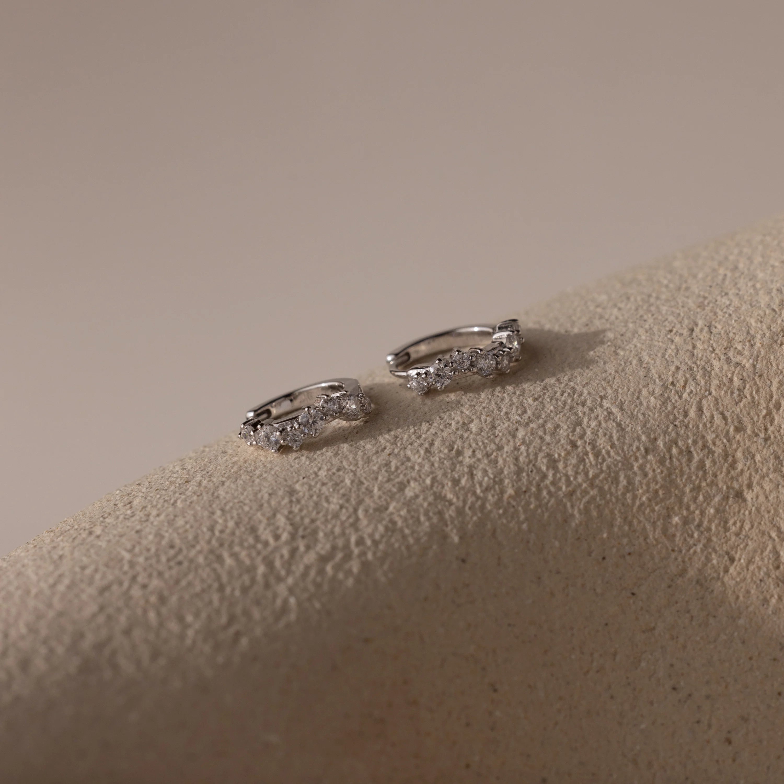 Diamond Cluster Hoops Silver 18K Gold Plated