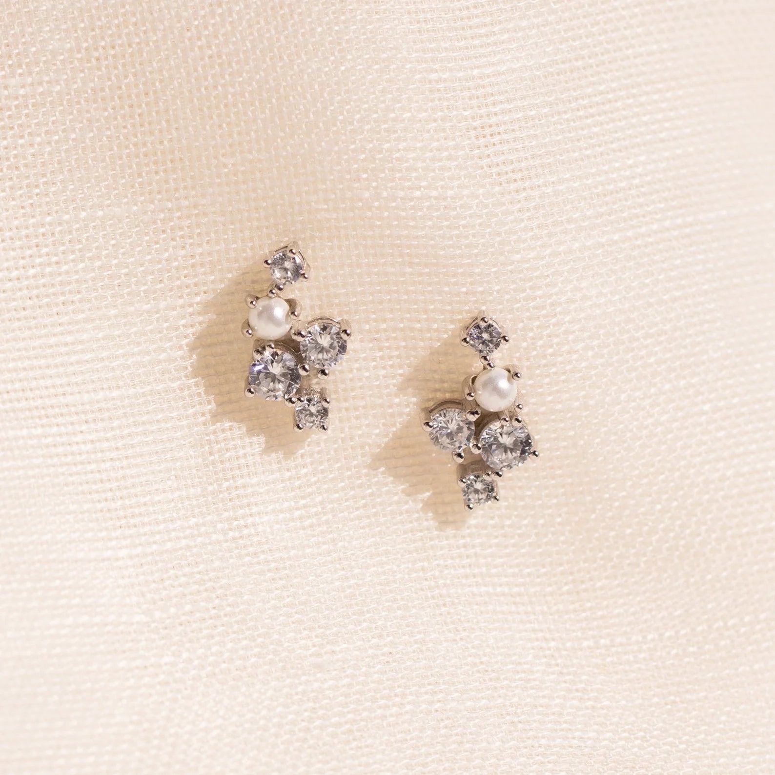 Seine Diamond Studs Silver 18K Gold Plated