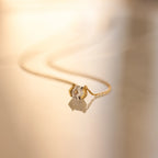 Encased Hexagon Diamond Necklace Silver 18K Gold Plated