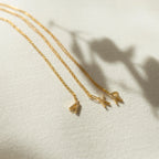 Dangling Pave Initial Necklace Silver 18K Gold Plated