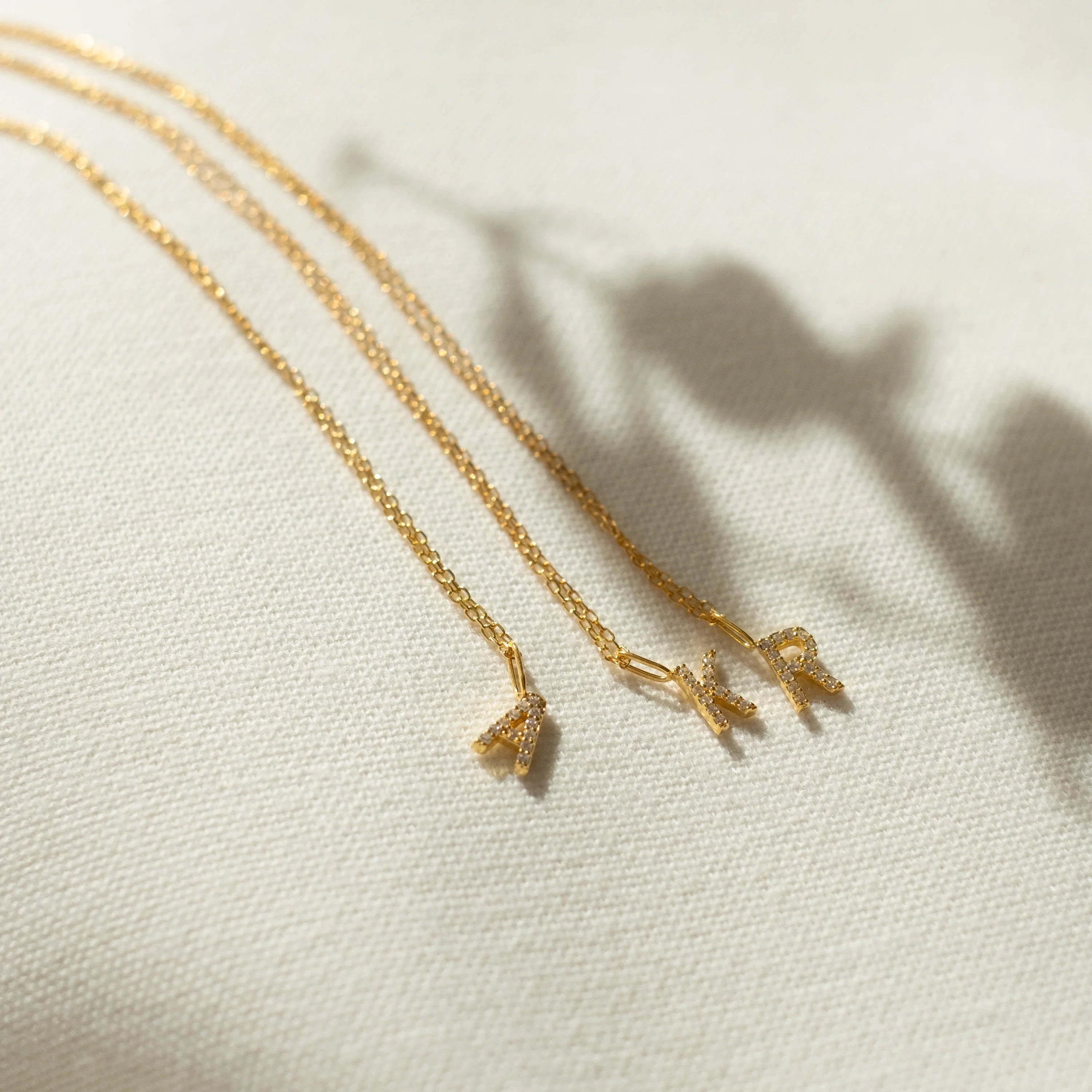 Dangling Pave Initial Necklace Silver 18K Gold Plated