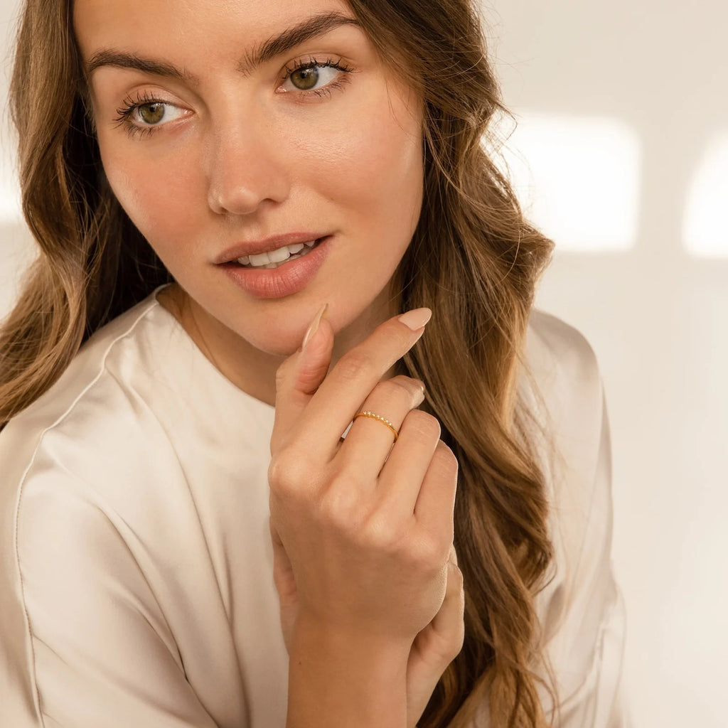 Delicate Pearl Diamond Ring Silver 18K Gold Plated