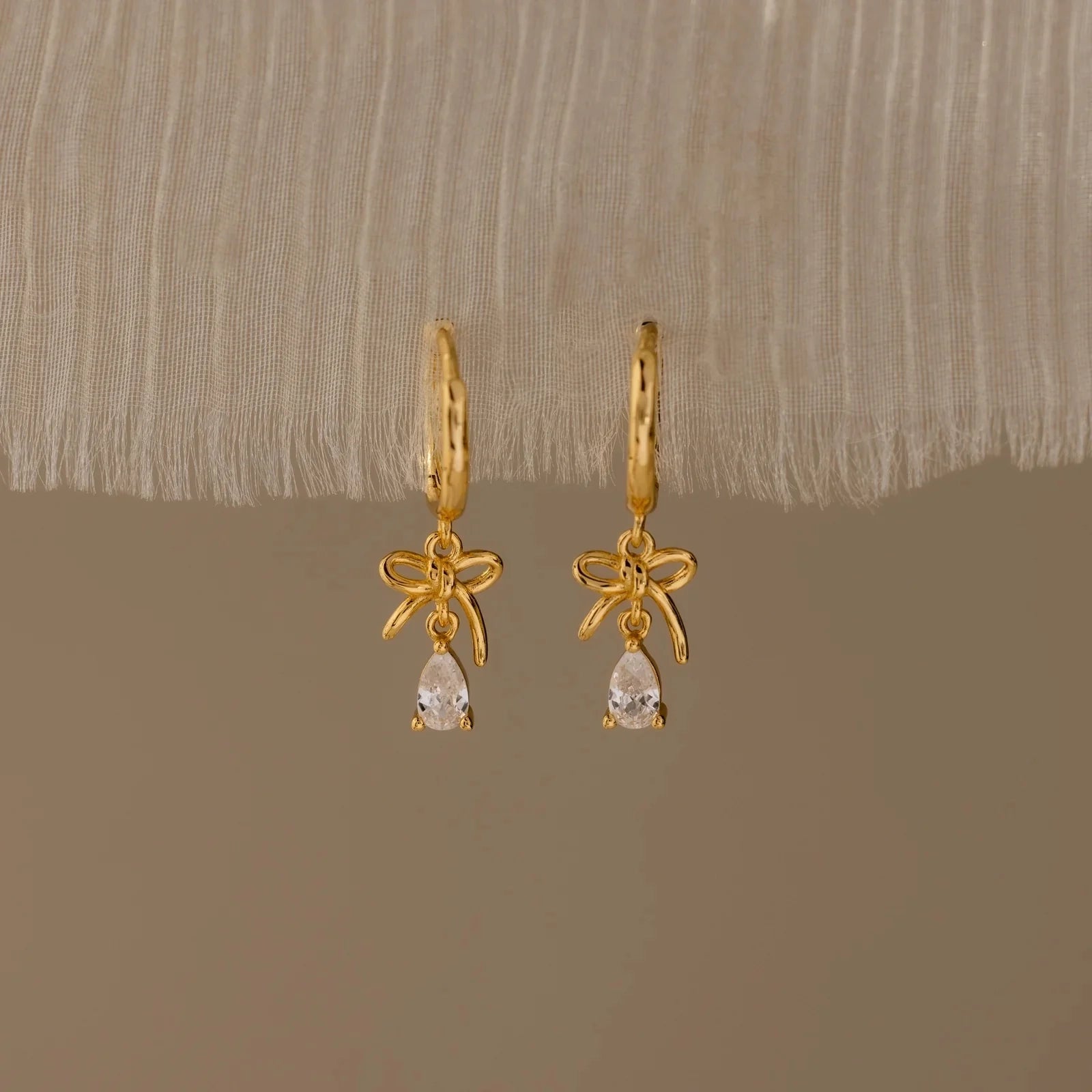 Ribboned Teardrop Hoop Earrings