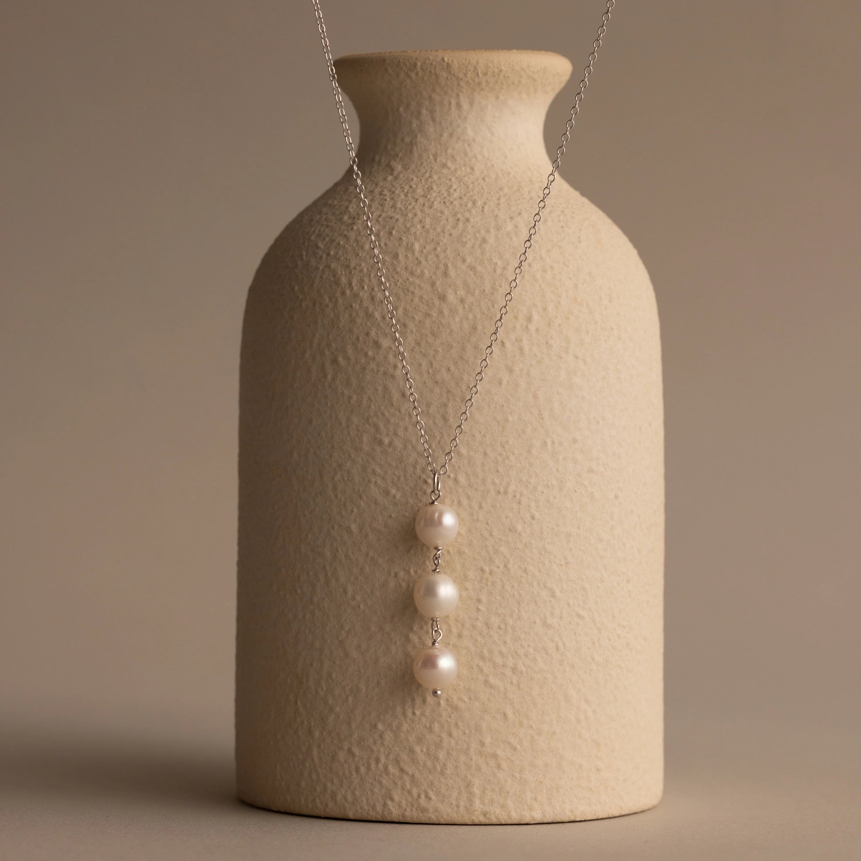 Pearl Cascade Necklace Silver 18K Gold Plated
