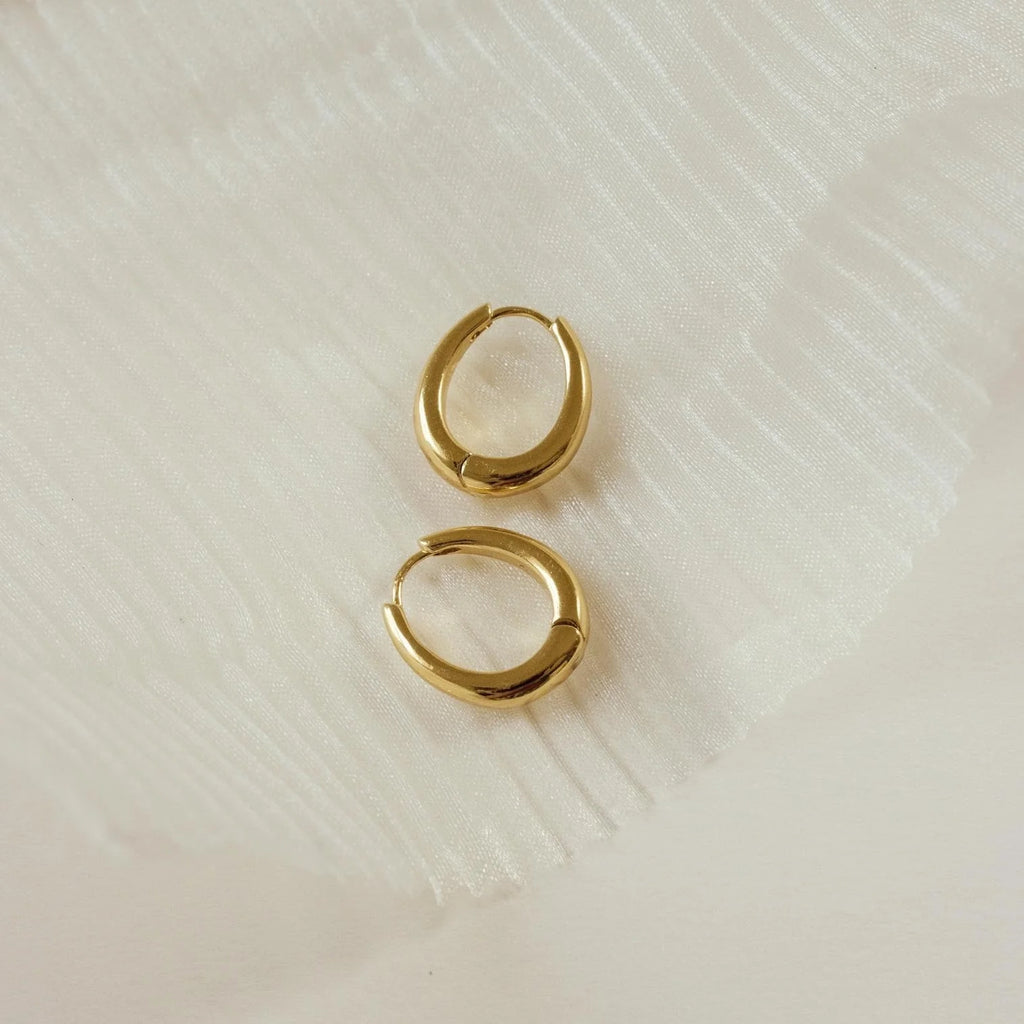 Paris Oval Hoops Silver 18K Gold Plated