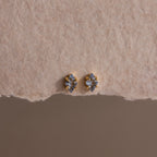Aquamarine Rhombus Flatback Stud Silver 18K Gold Plated