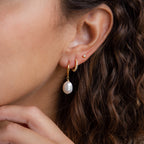 Dangling Pearl Drop Earrings Silver 18K Gold Plated