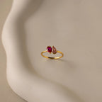Toi et Moi Pear Birthstone Ring Silver 18K Gold Plated