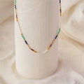 Rainbow Beaded Necklace Silver 18K Gold Plated