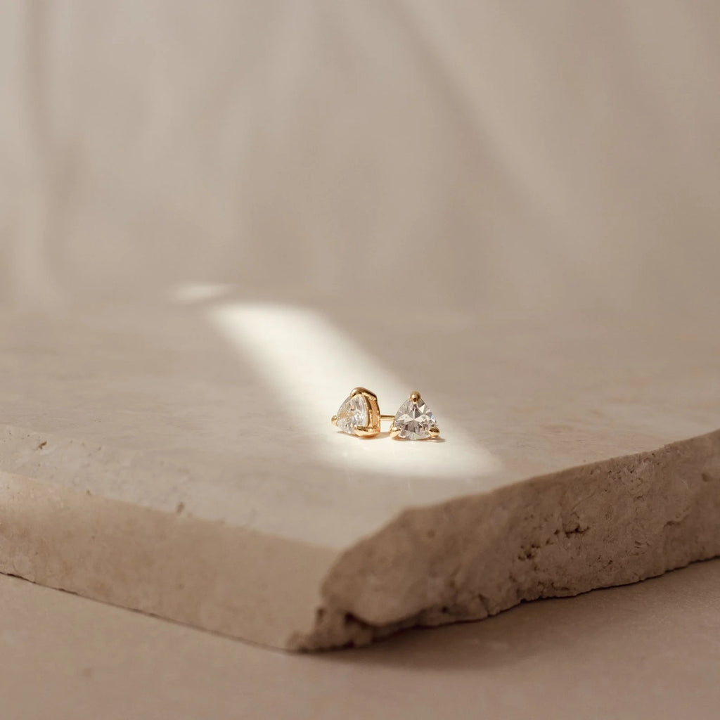 Triangle Diamond Studs Silver 18K Gold Plated